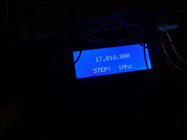 The 20x4 LCD screen is just for displaying the chosen frequency and step size, at this point.